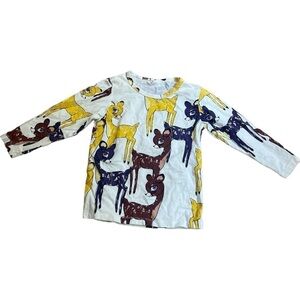 Whose Baby Girls Long Sleeve Deer Print Top Size 3T (No Tag, See Measurements)